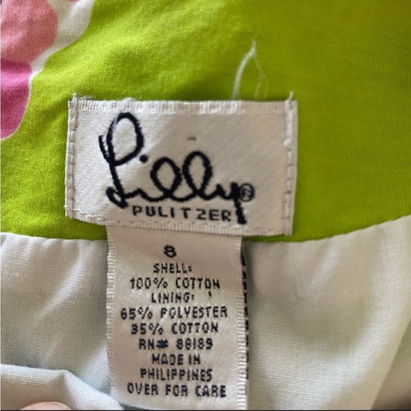 Lilly Pulitzer Pink & Green Floral  lined Skirt 8 - Picture 4 of 4
